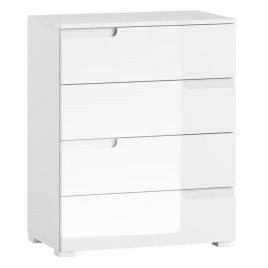 SARNIA White Chest of Drawers - Small-sized, 4 Drawers