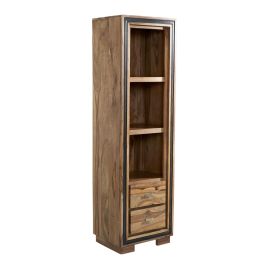 Dixon Sheesham Wood Slim Bookcase with Drawer