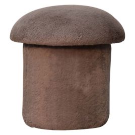 Mushroom Shaped Stool in Mocha Faux Fur