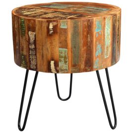 Louise Solid Wood Drum Style Side Table