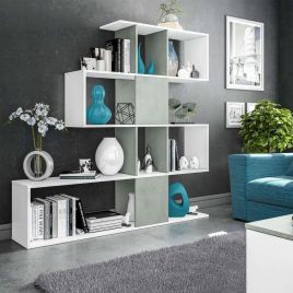 Versatile Design Bookcase - White and Concrete Grey