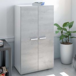 Crowther 2 Door Shoe Cabinet with 6 Shelves - Grey and White