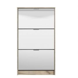 James Mirrored 3 Drawer Shoe Cabinet - Oak Effect