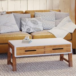 Becky Scandic Theme Reclaimed Wood Coffee Table with Drawer