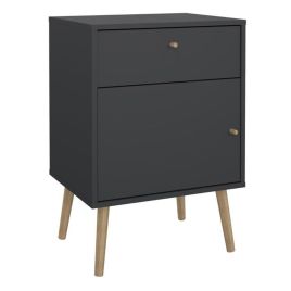 Bedside Table - LYNZIE Nightstand Dark Grey 50.2cm