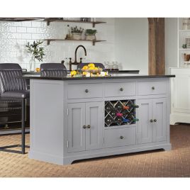 Multifunctional Grey Kitchen Island with Black Granite Worktop