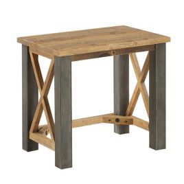 Doyle Rustic Cross Design Frame Open Shelf Tall Coffee Table