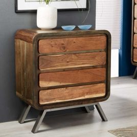 ALESSIA Oak Finish Chest of Drawers - Medium-sized, 4 Drawers, Ready Assembled