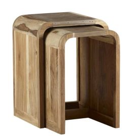 Fiona Unique Retro Style Wooden Nest Of 2 Tables