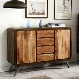 Fiona Metal Legs Unique Retro Style Wooden  Large Sideboard With Door and Drawers