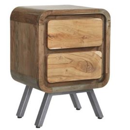 Bedside Table - FIONA 2 Drawer Nightstand Natural 45cm