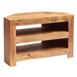 Stella Light Mango Wood Open Corner TV Unit - Matt Finish