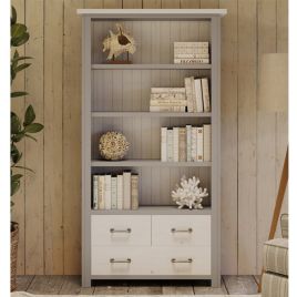 Ronald Grey Range Large Open Bookcase with 3 Drawers and 4 Shelves