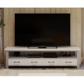 Ronald Grey Range Large TV Unit Stand with 4 Drawer and Open Shelf