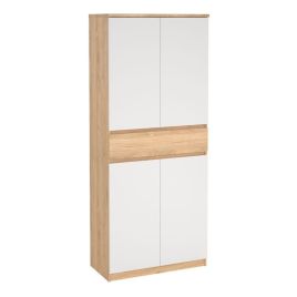 Robbie 4 Doors Shoe Cabinet with 1 Drawer in Jackson Hickory Oak and White