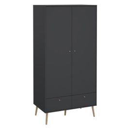 Wardrobe - COBALT 2 Door Wardrobe Dark Grey 98.7cm