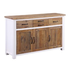 Splatter Reclaimed Wood Sideboard with 4 Drawer and 3 Door Cupboard - White