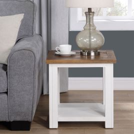 Splatter Reclaimed Wood Lamp Table - White