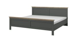 Portugal 31 Classic Bed Frame EU King Size - Oak Lefkas with Dark Green