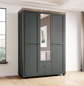 Portugal 19 - 3 Door Wardrobe 154cm - Green with Oak Lefkas