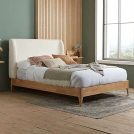 Halfden Upholstered Boucle Headboard Fabric Bed - Standard Double 4ft6