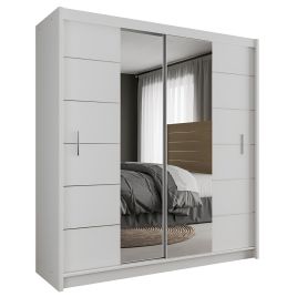 Luzern Sliding Door 203cm Mirror Wardrobe - White