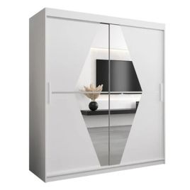 Sliding Wardrobe - SPURDLE 2 Door Mirrored Wardrobe White 180cm