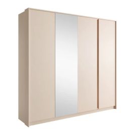 Wardrobe - DALLAS 4 Door Mirrored Wardrobe Beige 223cm