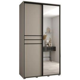 Sliding Wardrobe - NELSON 2 Door Mirrored Wardrobe Cashmere 140cm