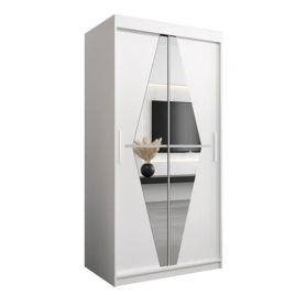 Sliding Wardrobe - SPURDLE 2 Door Mirrored Wardrobe Black 100cm