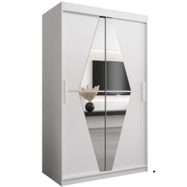 Sliding Wardrobe - SPURDLE 2 Door Mirrored Wardrobe White 120cm