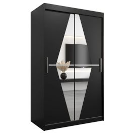 Sliding Wardrobe - SPURDLE 2 Door Mirrored Wardrobe Black 120cm