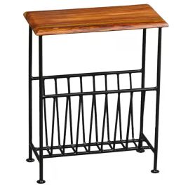 Sefton Iron Leg Sheesham Wood Magazine Rack - Honey Colour