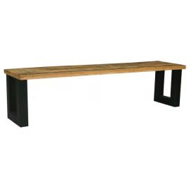 Sefton Black Metal Frame Industrial Bench 160cm - Brown