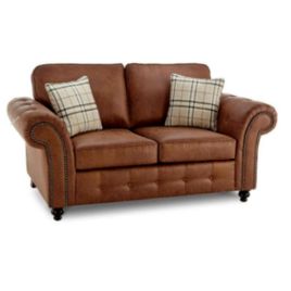 Dennis Faux Leather Button Detailing 2 Seater Sofa - Brown