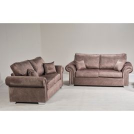 Lynda High Back Dapple Fabric 3 Seater and 2 Seater Sofa Set - Brown and Other Colour