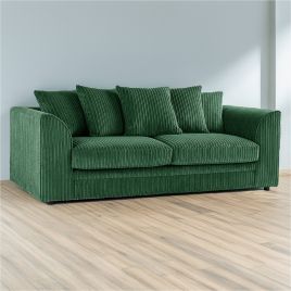Desmond Jumbo Cord 3 Seater Scatterback Sofa - Green