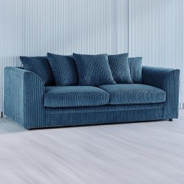 Desmond Jumbo Cord 3 Seater Scatterback Sofa - Marine Blue
