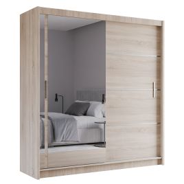 Broadland Sliding Door 203cm Wardrobe with Mirror - Sonoma