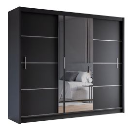 Broadland Sliding Door 250cm Mirror Wardrobe - Black
