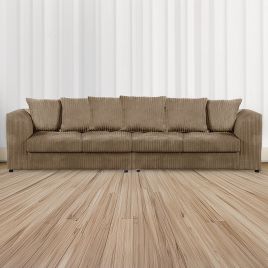 Desmond Jumbo Cord 4 Seater Scatterback Sofa - Coffee
