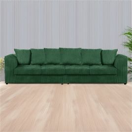 Desmond Jumbo Cord 4 Seater Scatterback Sofa - Green
