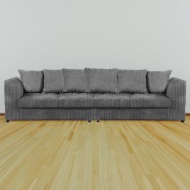 Desmond Jumbo Cord 4 Seater Scatterback Sofa - Grey