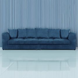 Desmond Jumbo Cord 4 Seater Scatterback Sofa - Marine Blue