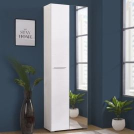 Wardrobe - AMANDA 2 Door Mirrored Wardrobe White 60cm
