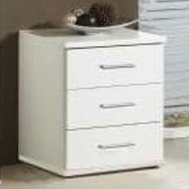 Bedside Table - OLIVIA 3 Drawer Nightstand White 45cm