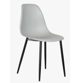 Black Metal Legs Frame Curve Chair Grey Plastic Seat - Set of 2
