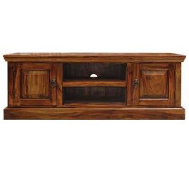 Crowley Sheesham Wood Large Plasma TV Stand 125cm With 2 Door and Open Shelves - Honey Colour