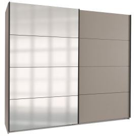 Sliding Wardrobe - ANVAST 2 Door Mirrored Wardrobe Grey 180cm