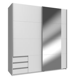 Sliding Wardrobe - AMBER 2 Door Mirrored Wardrobe White 179cm
